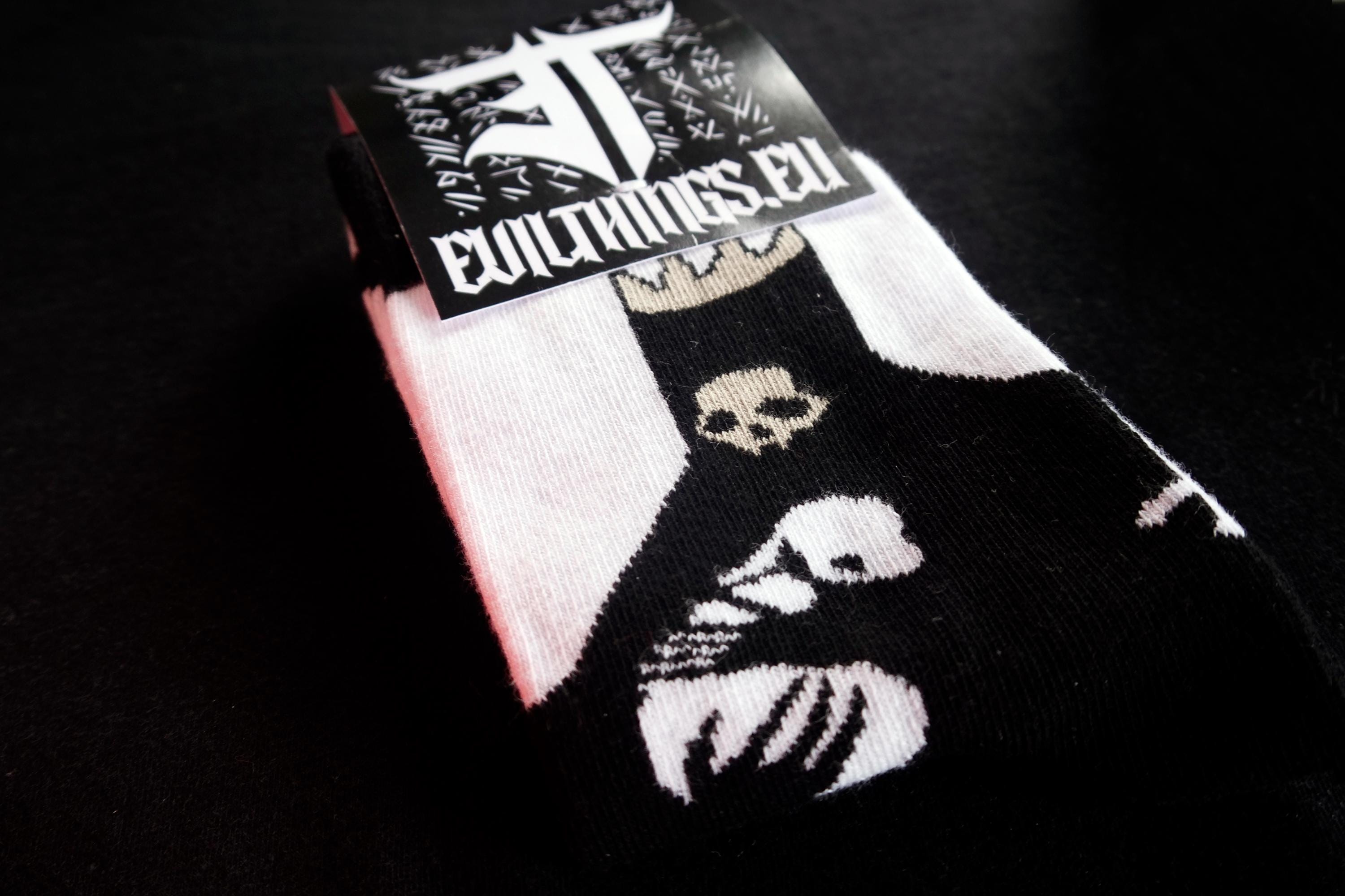 Evil Skeleton King Socks | Horror Tattoo Socks | Dark Gothic Streetwear | Macabre Halloween Gift