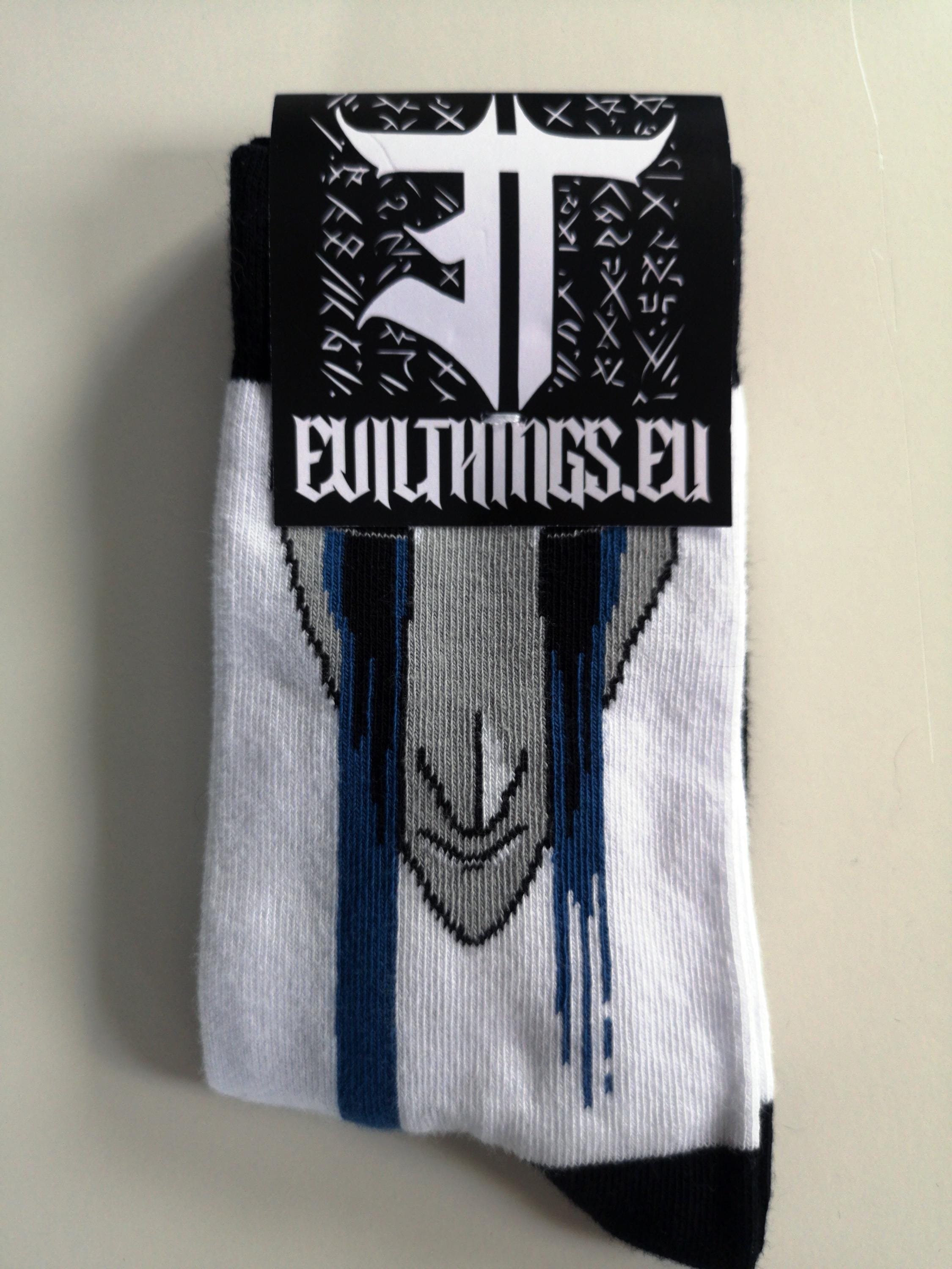 Evil Mask Socks | Horror Tattoo Socks | Dark Gothic Streetwear | Macabre Halloween Gift
